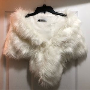 Formal faux fur shawl wrap